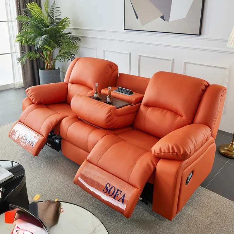 

Space Capsule Sofa Zero Wall High-End Orange Three-Seat Electric Multifunctional