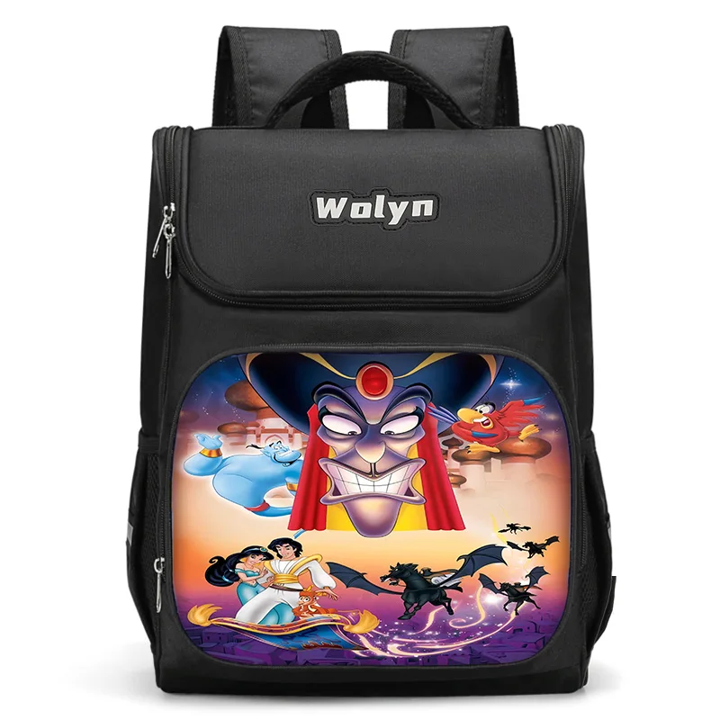 Disney Aladdin Magic Lamp Large Child Backpack Boy Girls School Bag For Men Women Traveling Backpack Durable Multi Compartmen