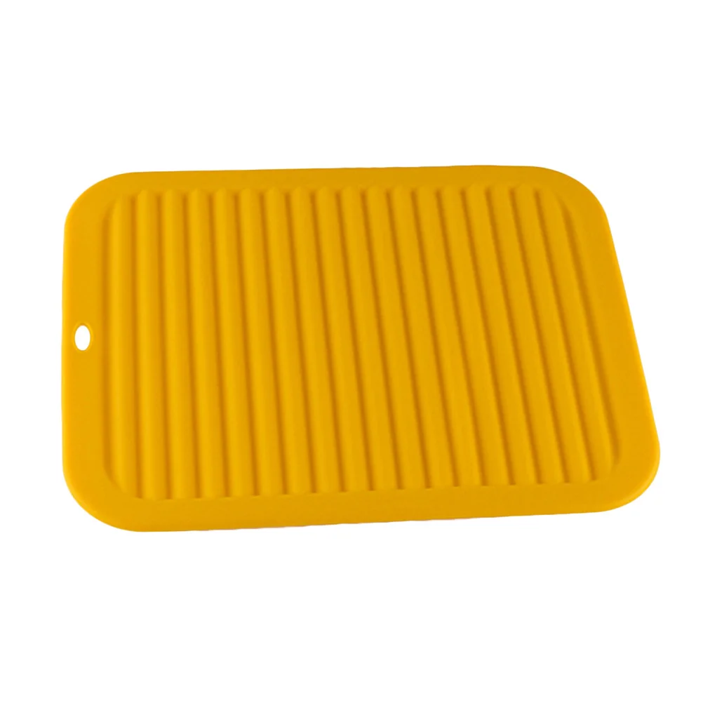 

Silicone Insulation Mat Yellow Wave Pattern Non-Slip Heat Resistant Drain Tray For Kitchen Tableware Drying Rack Cups Pans