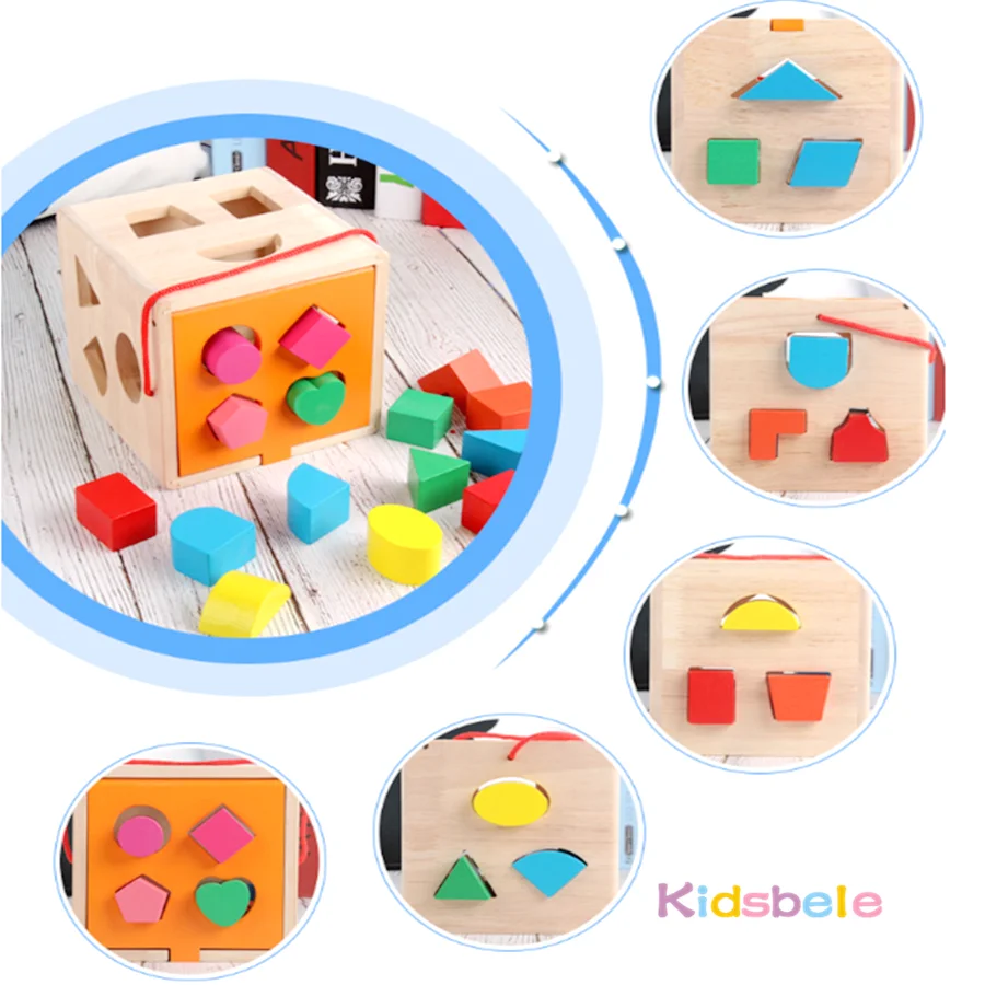Holz 13/16 Löcher Farbe & Form Passende Sortierer Box Montessori Sinnes Spielzeug Lernen Geometrische Block Passende Spiel für Kleinkind
