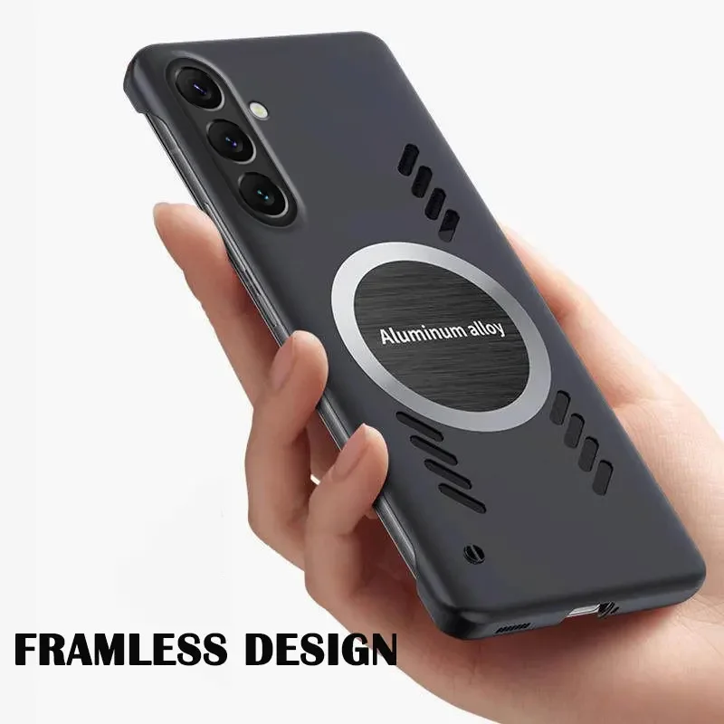 Heat Dissipation Frameless Phone Case For Samsung Galaxy A57 A55 A56 5G Full Lens Protection Shockproof PC Hard Back Cover Cases