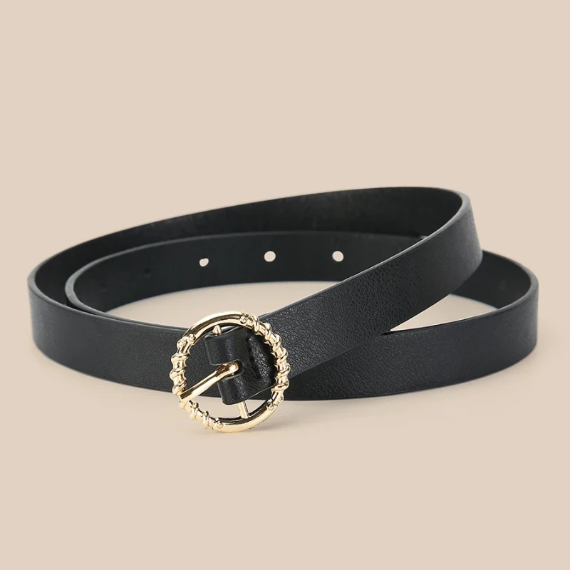 New Women's Belt Trend Gold Round Button Belt Personalized Decoration Paired with Long Pants Jeans Belt Soft and Belts