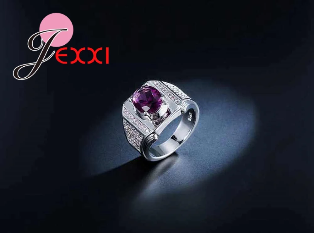 Stamped Fashion Round Crystal  Silver Color Rings For Woman Wedding Engagement Jewelry Cubic Zircnoia Bands Anillos