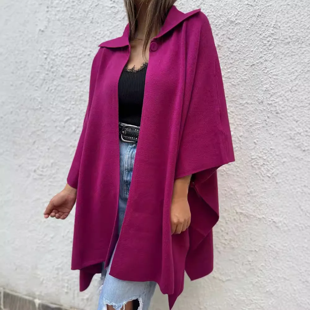 Solid One-Button Trench Coat Women's Loose Casual Outerwear