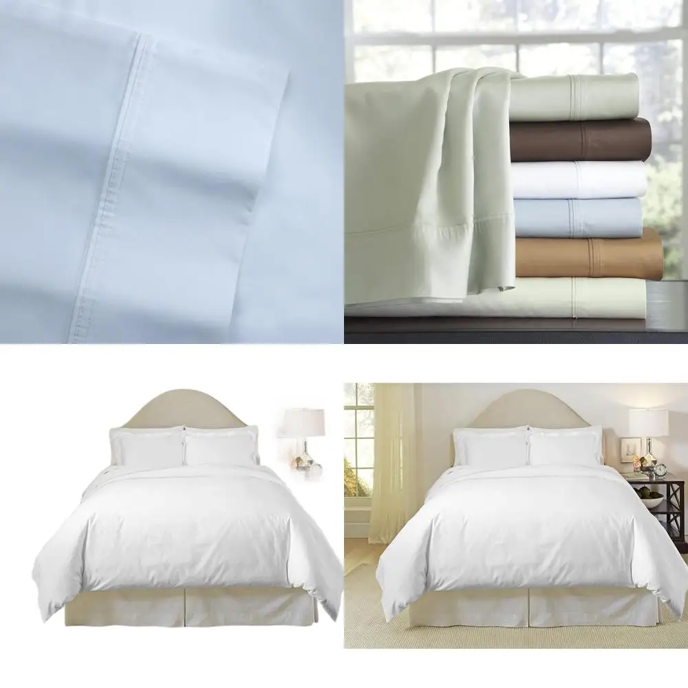 

King Size 500-Thread Cotton Duvet Cover Set - 3-Piece White Bedding with Button Closure & Tie-Backs