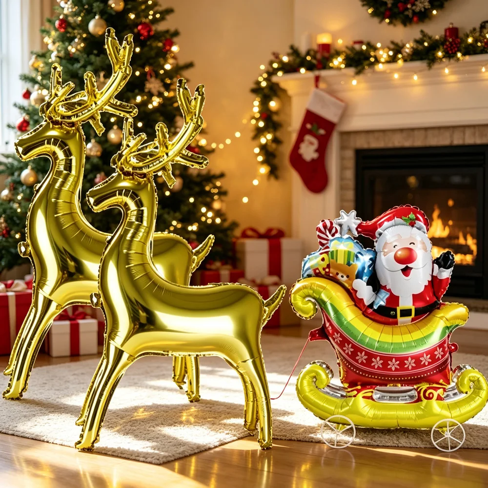 Wedding Party Supply Store - Kerst 3D Staande Rendier Kerstman Sleigh