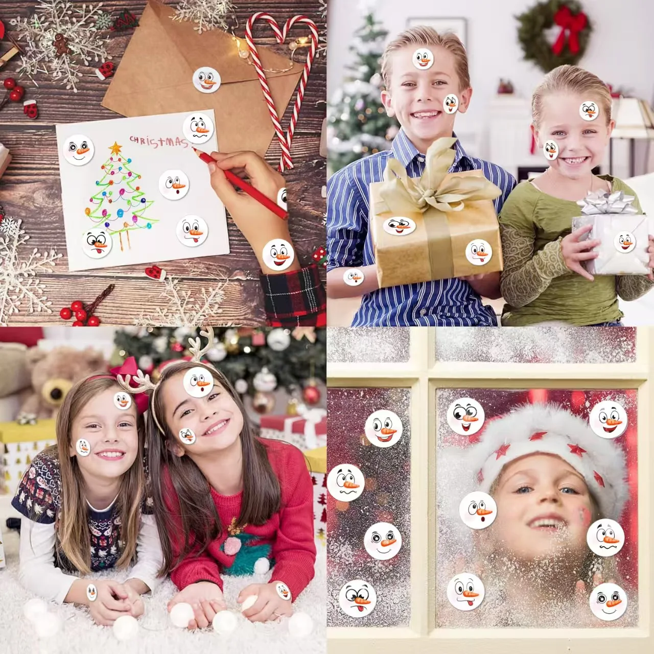 500 pcs/roll Christmas adorable snowman roll-style stickers Gift stickers decorative stickers Handmade emoticon sealing