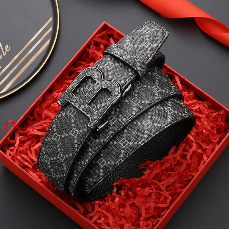 2026 High Quality Brand B Automatic Buckle Famous Belts Men Leather Strap Belts for men jeans,Canvas Male business Belt