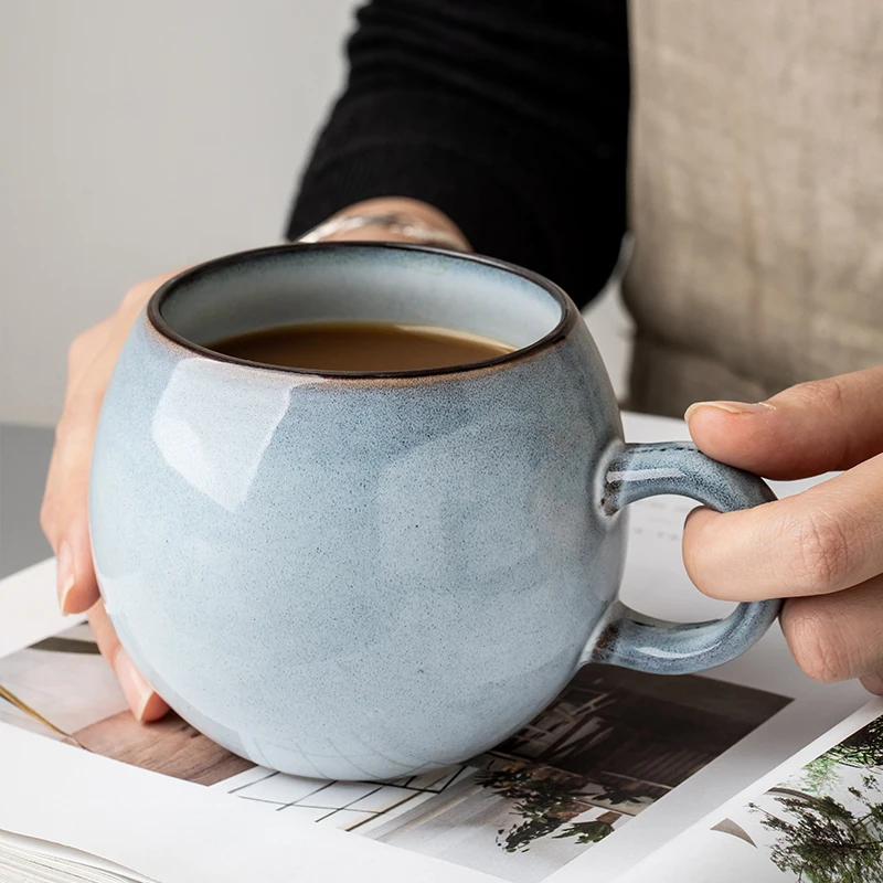 

Spherical Ceramic Mug Retro Coffee Mug Mug Couples Drinking Cup Creative Household Mug