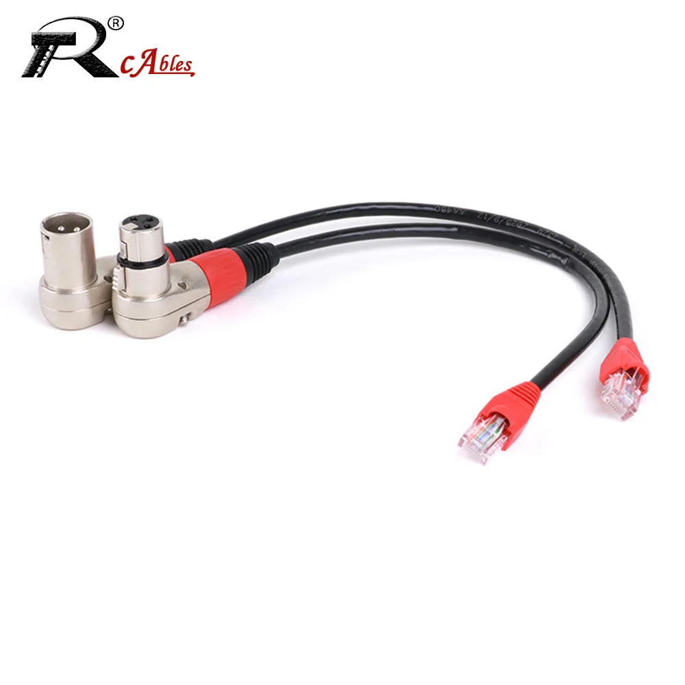 

1Pair Right Angle XLR 3Pin Male/Female to RJ45 UTP CAT5/6 Network Ethernet Adapter Converter Extension Cable