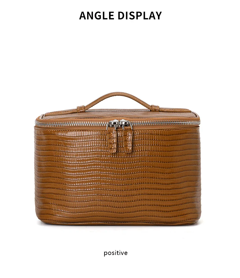 Aidrani Echtleder-Kosmetiktasche mit Eidechsenmuster, große Kapazität, Handtasche, Damentasche, Aufbewahrungstasche, Reise-Toilettentasche – Detail 10