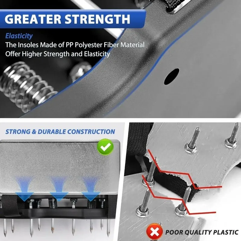 High Resistance Spikes Lawn Aerator Shoes Spring Base With Auto Leaf Cleaning Easy Installation Tool-A57X