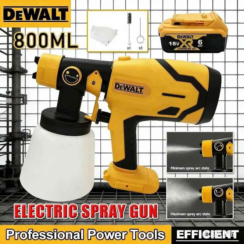 

Dewalt 800ML Cordless Electric Spray Gun Portable Paint Sprayer High Power Auto Furniture Coating Airbrush Tool For 18V Battery