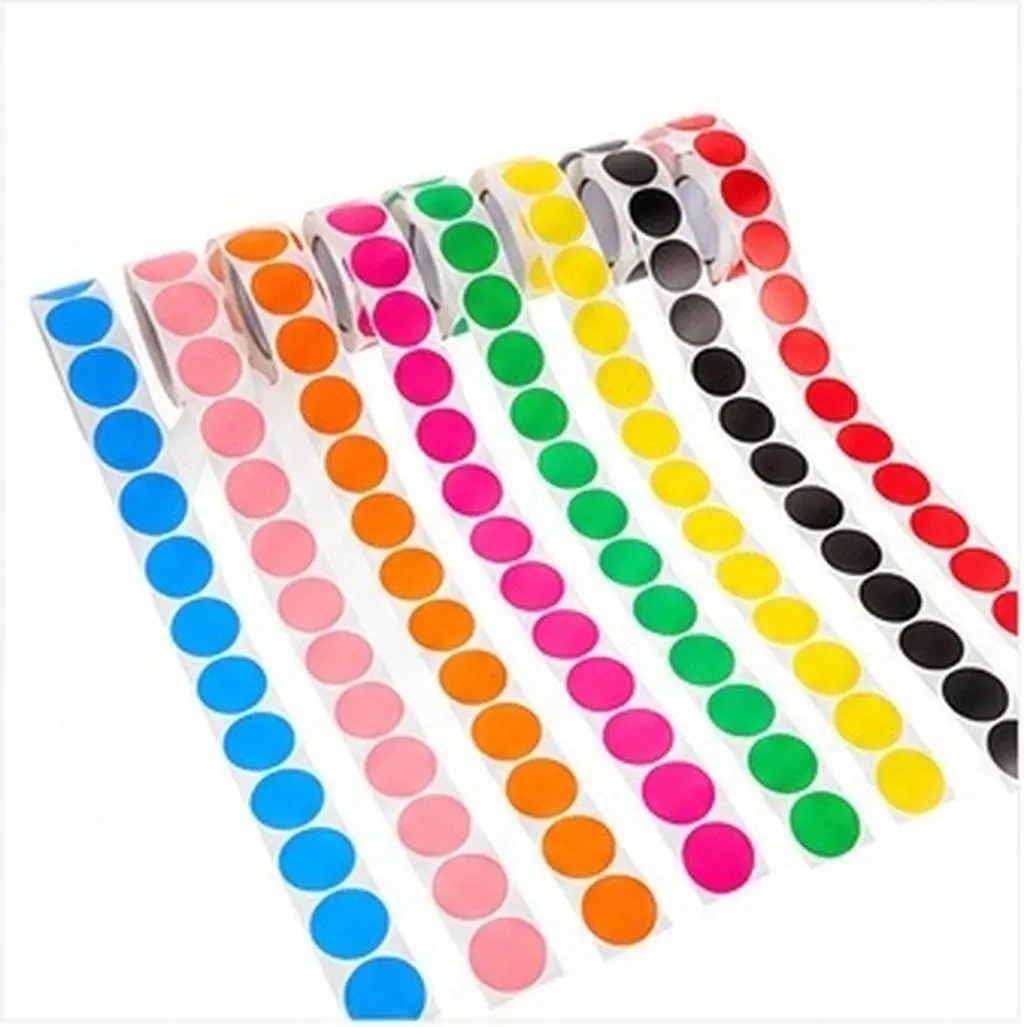 8Rolls Round Sticker Roll Reusable Container Color Coding Dot Stickers Adhesive Label Compartment Organization