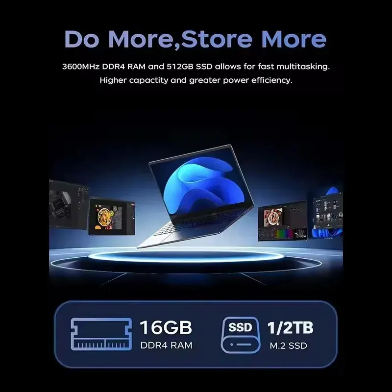 Laptop Intel Core I9 9900 com Windows 11, 16GB de RAM, 1TB SSD, Tela 4K HD, Laptops Portáteis Slim para Jogos, Computador de 14.1 polegadas para Escritório