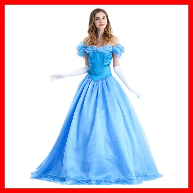 

VASHEJIANG Deluxe Adult Cinderella Costume Women Fancy Dress Ball Gown Halloween Princess Costume Role Play Carnival Sexy Party