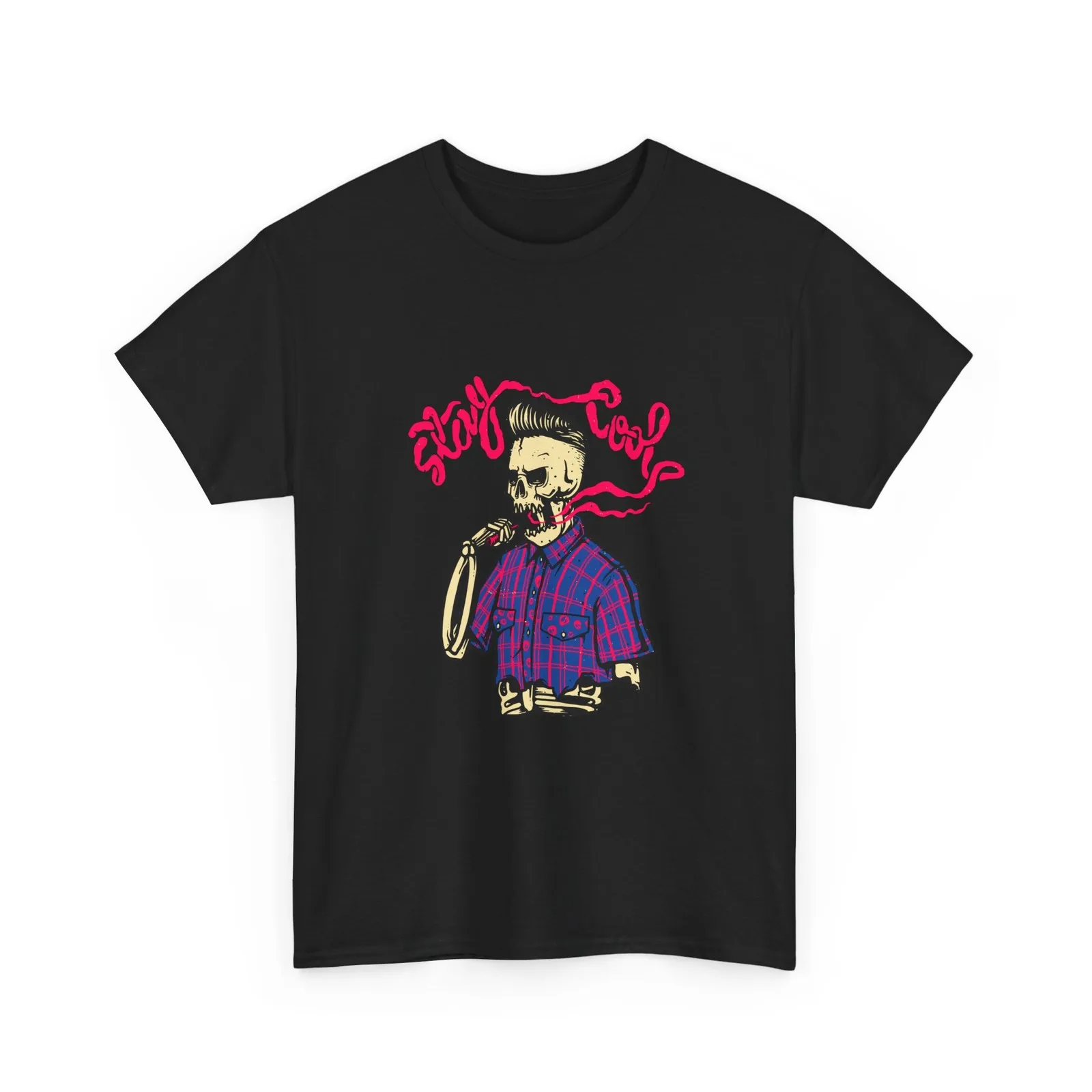 

Stay Cool Skull Punk Graphic Fashion T-Shirt Gothic Street Art Tee for Dark Aesthetic Enthusiasts and Rebellious Style Seekers