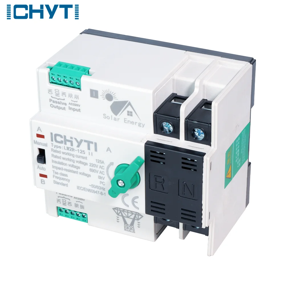 2 шт. новый тип автоматического резервного переключателя на DIN-рейку для солнечной энергии 2P 4P 100A AC220V MINI ATS PV System Power to City Power