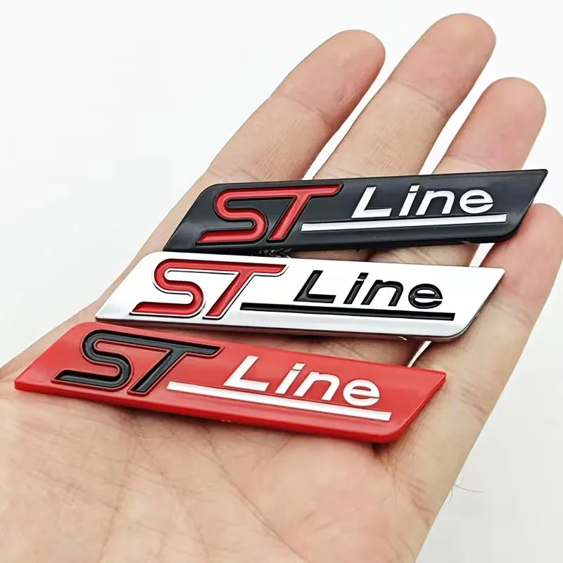 3D Car Front Grill Trunk Metal Logo ST Line Emblem Self-Sticker For Ford Kuga MK3 MK2 MK4 S Max Focus Puma Fiesta ST Line
