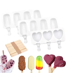 Food Grade Silicone Ice Cream Molds 8 Size Ice Lolly Moulds Freezer Ice Cream Bar Molds DIY with Popsicle Sticks Eco-Friendly