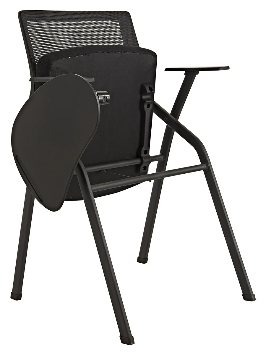 Modern Foldable Stackable Mesh Training Chair Writing Board Ergonomic Office Visitor Chair Wheels For Staff Training Classroom