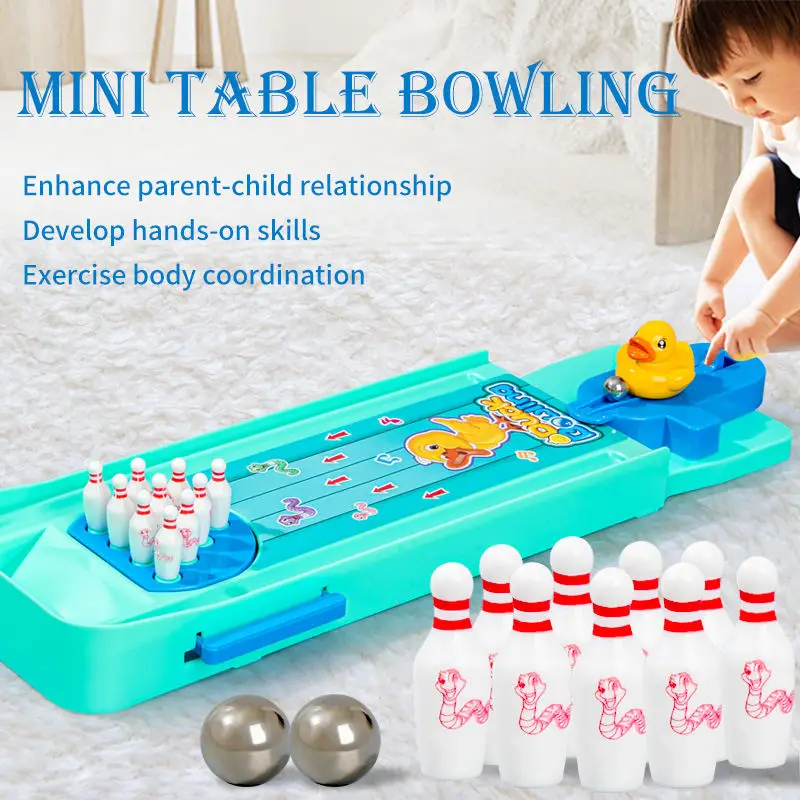 Mini Desktop Bowling Set Game Funny Indoor Parent-Child Interactive Toy Party Table Sports Educational Game for Kids Adults Gift