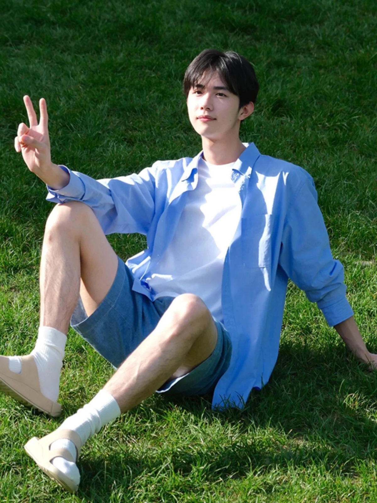 

Модная синяя длинная мужская летняя тонкая верхняя одежда для защиты от солнца, повседневная, из полиэфирного волокна, свободного кроя, молодежная мода