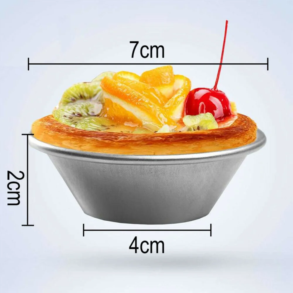 10Pcs Reusable Aluminum Alloy Egg Tart Mold Baking Accessories Cookie Pudding Mould Mooncake Mold Baking Tools