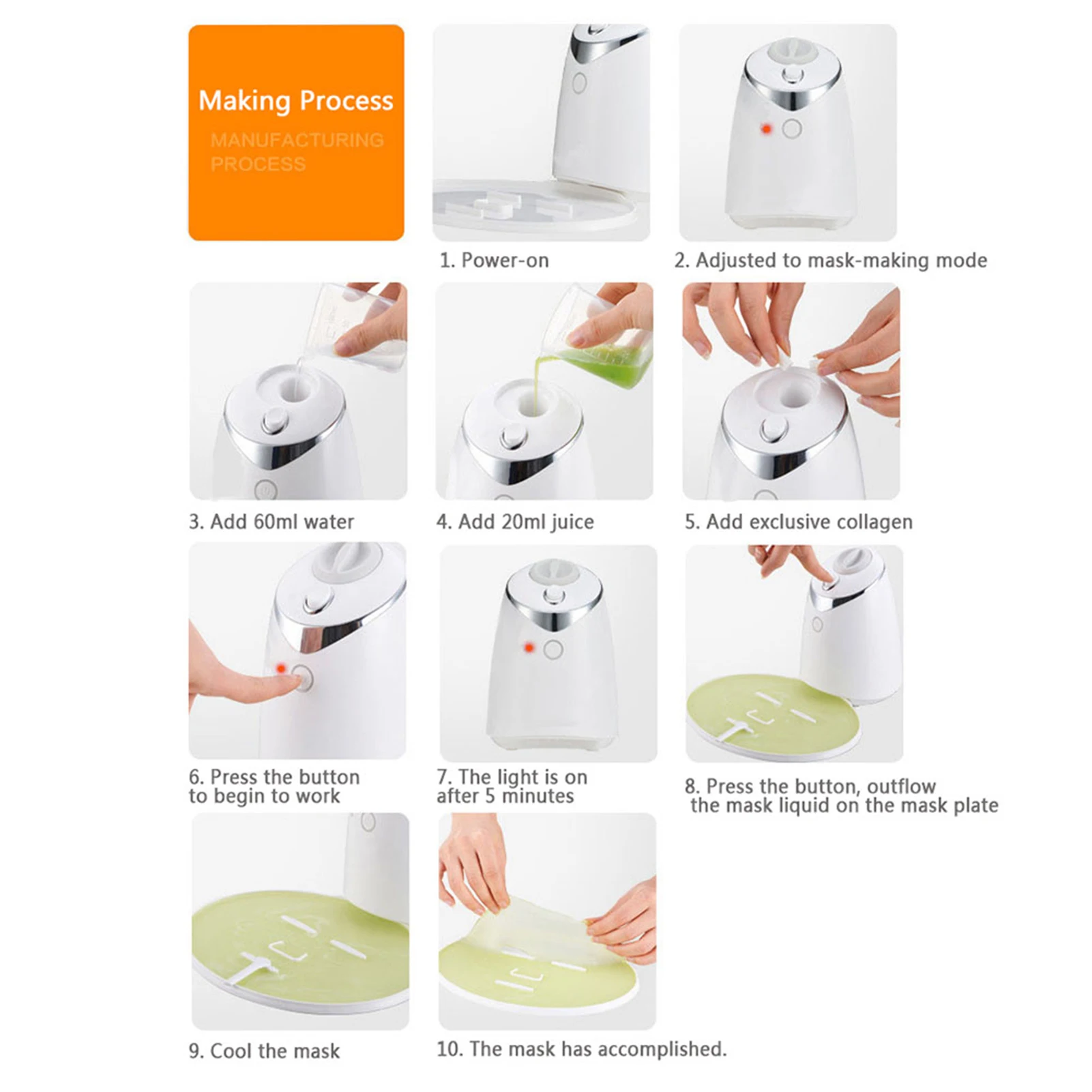 4 ประเภท DIY ผลไม้ธรรมชาติผัก Face Mask Maker Facial Care สดคอลลาเจนความงามเครื่อง