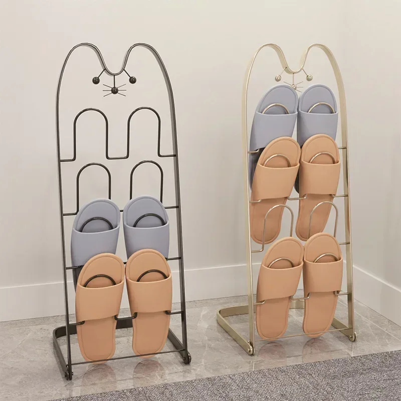 

Space Saving Shelf Creative Simple Iron Cat Shoe Rack Slipper Storage Holder Organizer Drainage Drying for Living Room Bathroom