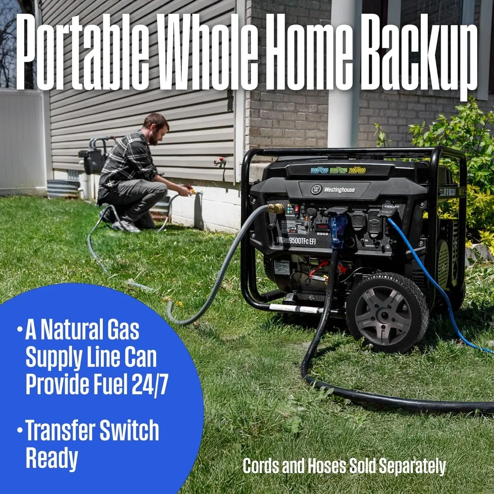 Tri-Fuel Portable Generator 12500W Home Backup Electric Start Gas Propane Natural Gas