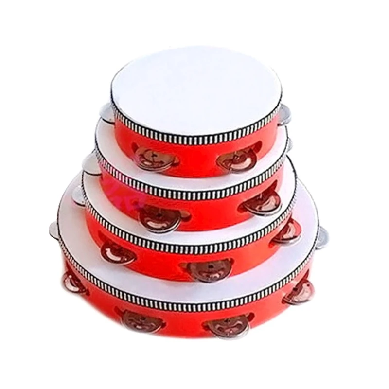 Tambourines with Metal Bells Drum Hand Percussion for Adults Church Party Play