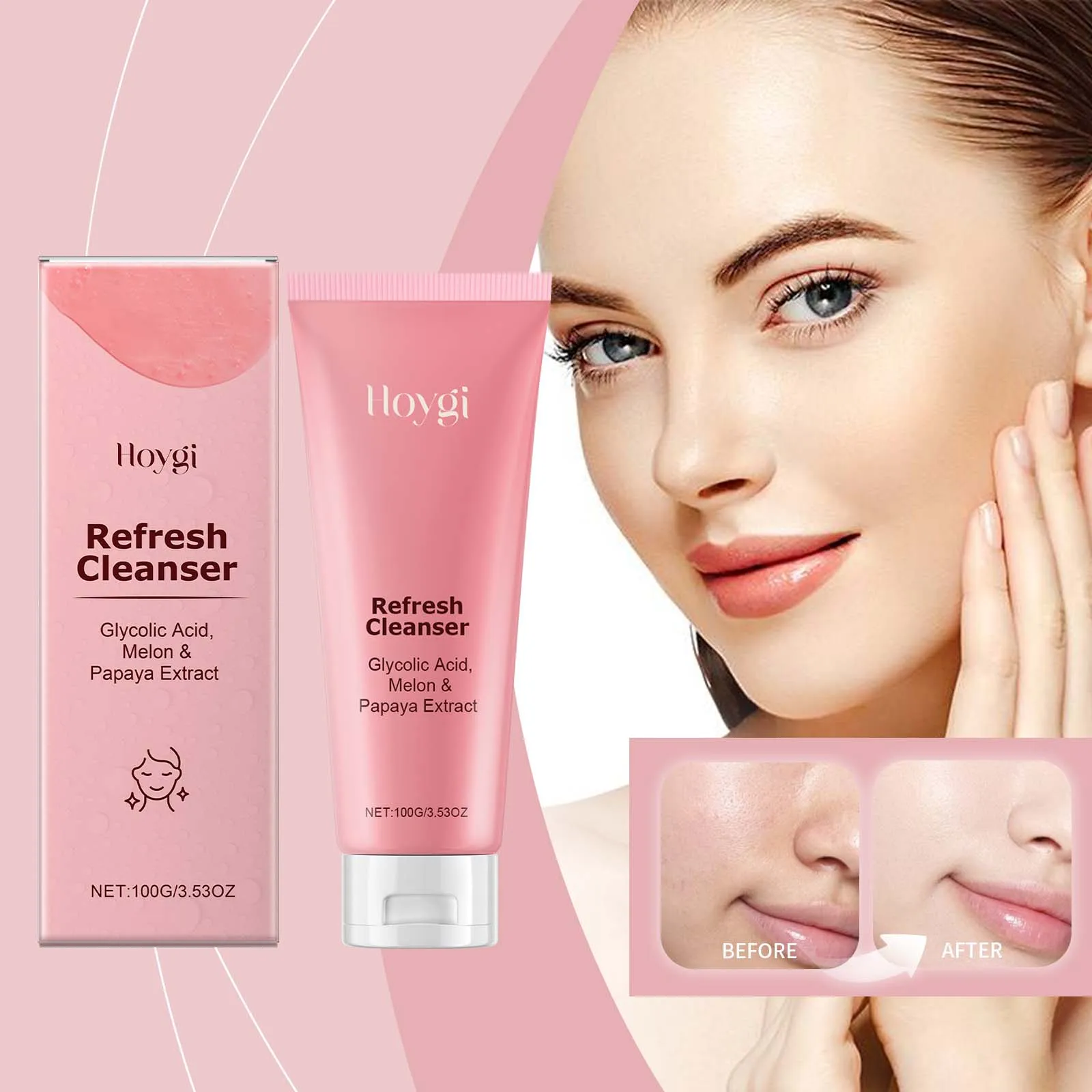 Glycolic Acid Face Cleanser with Melon & Papaya Extract - Exfoliating & Brightening Wash | 100g"