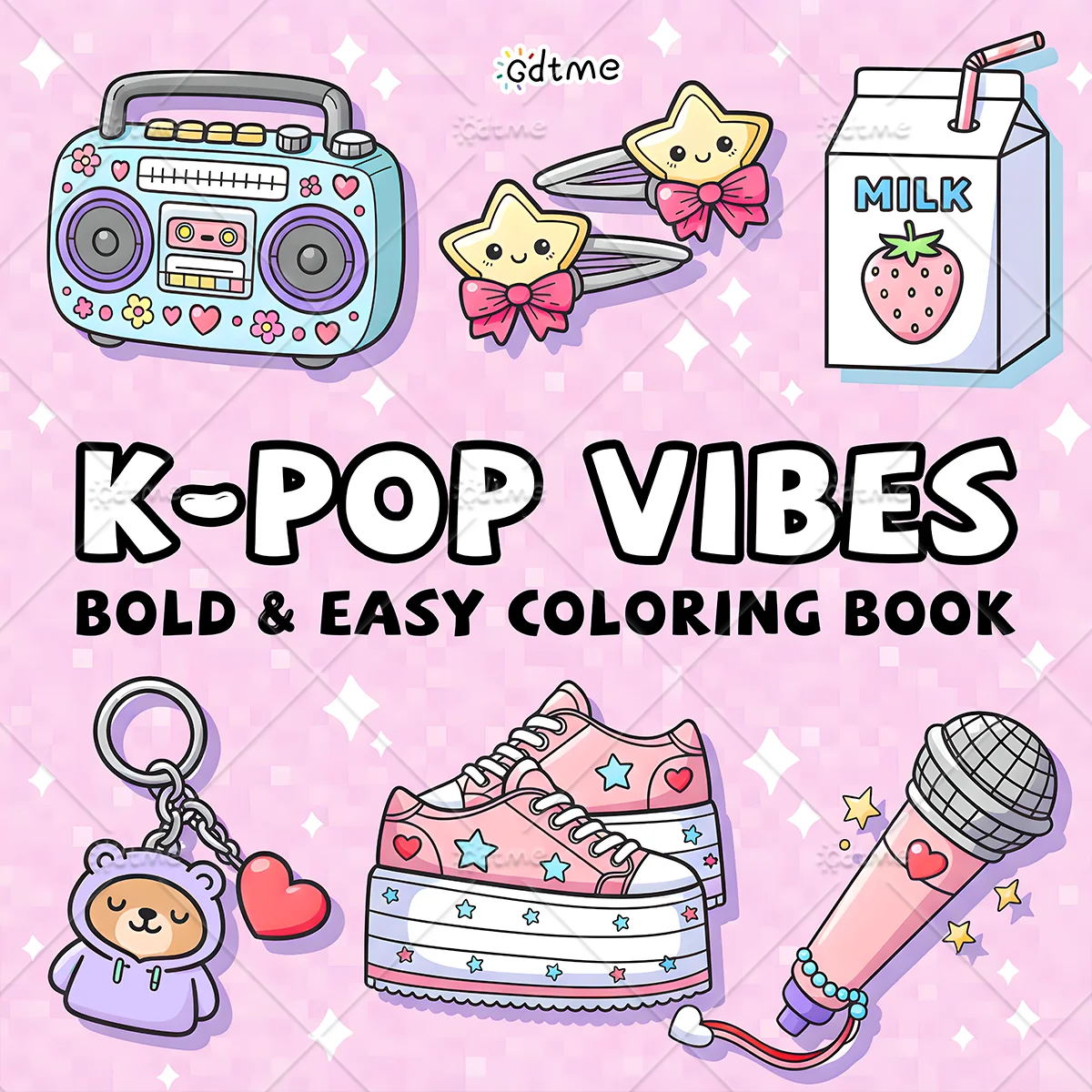 Libro de Colorear con Patrones Atrevidos y Fáciles de K-POP VIBES para Adultos, Lindo Libro de Dibujo, Regalo Perfecto para Fiestas y Cumpleaños