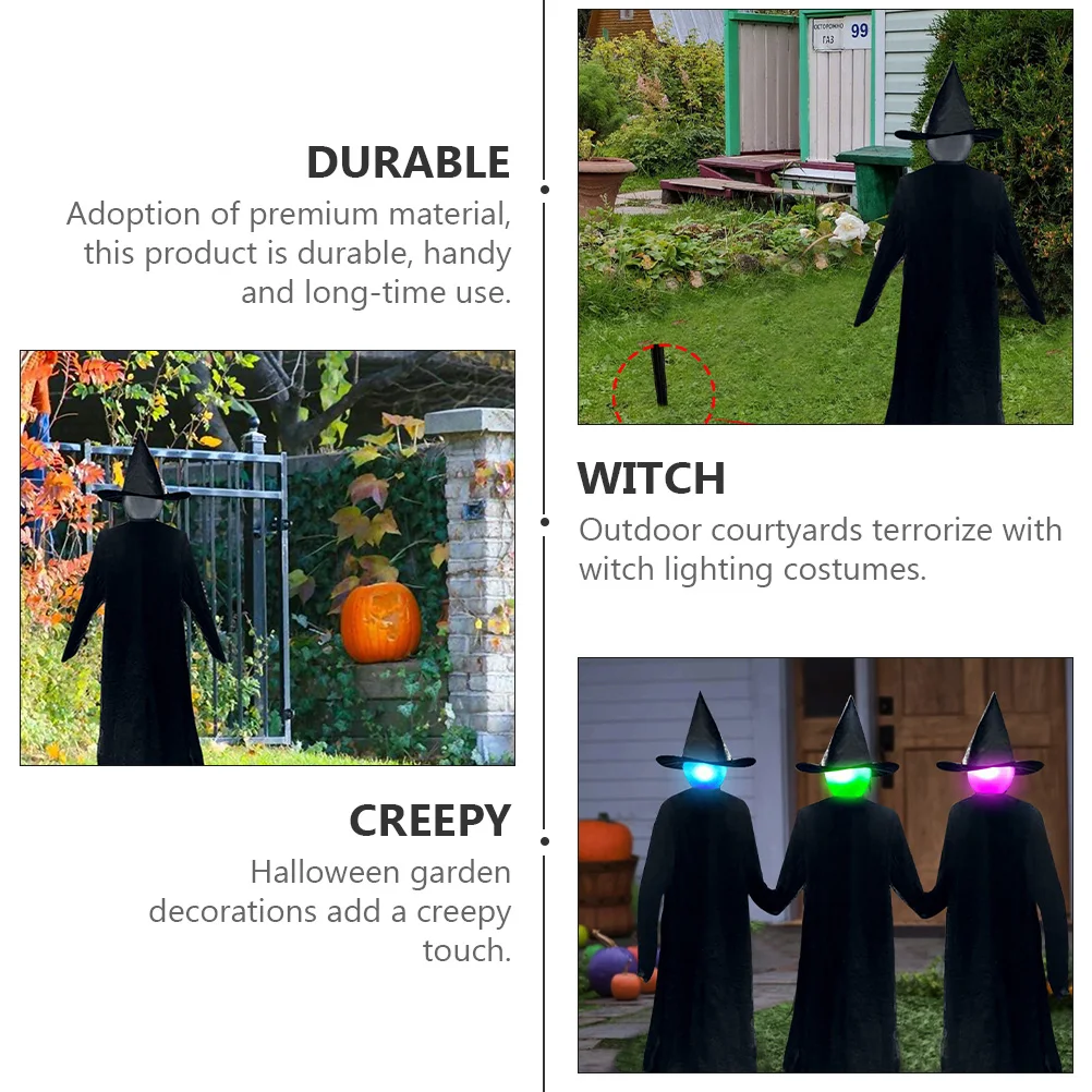 

Witch Decor Luminous Props Voice Activated LED Outdoor Decoration Halloween Garden Statue Yard Insert Scary Atmosphere