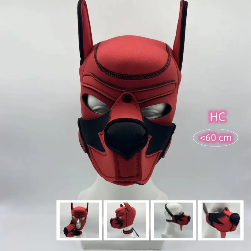 New Fashion Puppy Cosplay Costumes with Black Red Detachable Full Head Hood Mask for Fetish BDSM Bondage Crawling Sex Toys