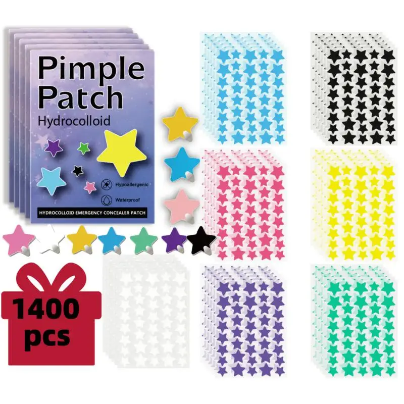1400Pcs Colorful Cute Star Heart Shaped Pimple Patches Acne Cover Pimple Patch Pimple Cover Sticker For Pimple Removal Skin Care image 6
