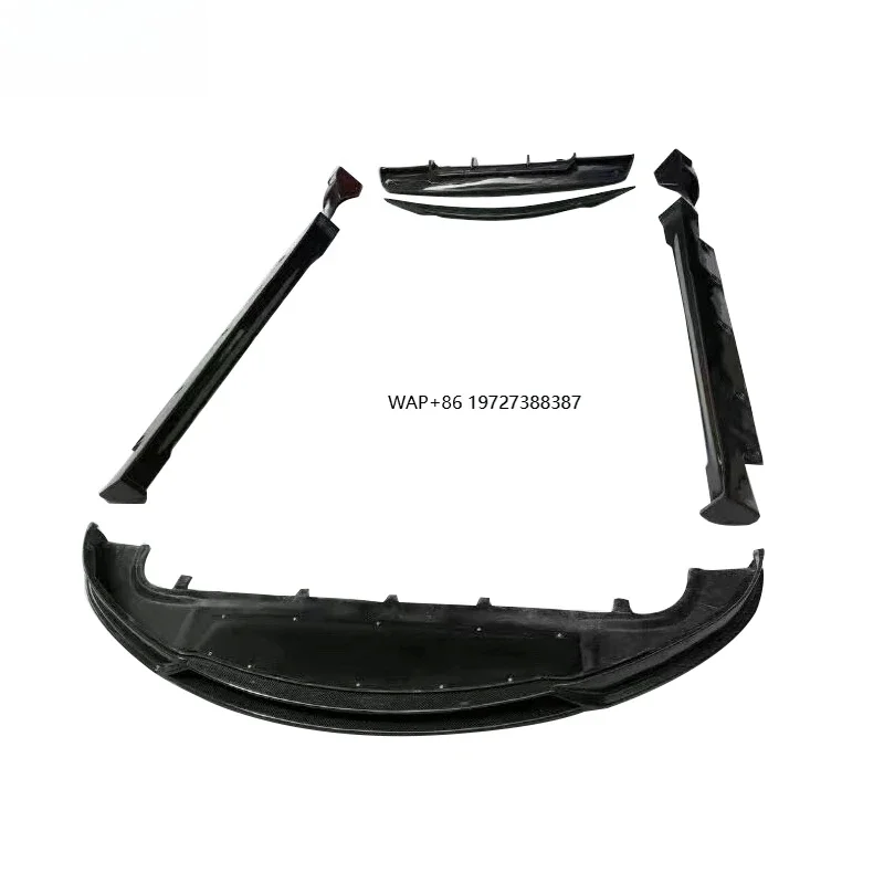 For 14-16 Model S Upgrade Kit NC Style Carbon Fiber Bumper Front Lip Side Skirt Rear Wing