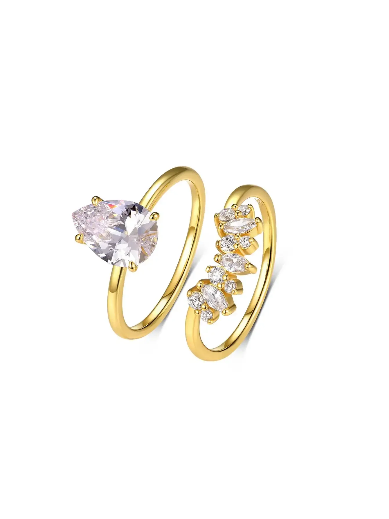 

Набор колец из стерлингового серебра 925 пробы 1CT в форме капли с муассанитом, изысканные ювелирные изделия, подходящие для подарка, индивидуальность и мода