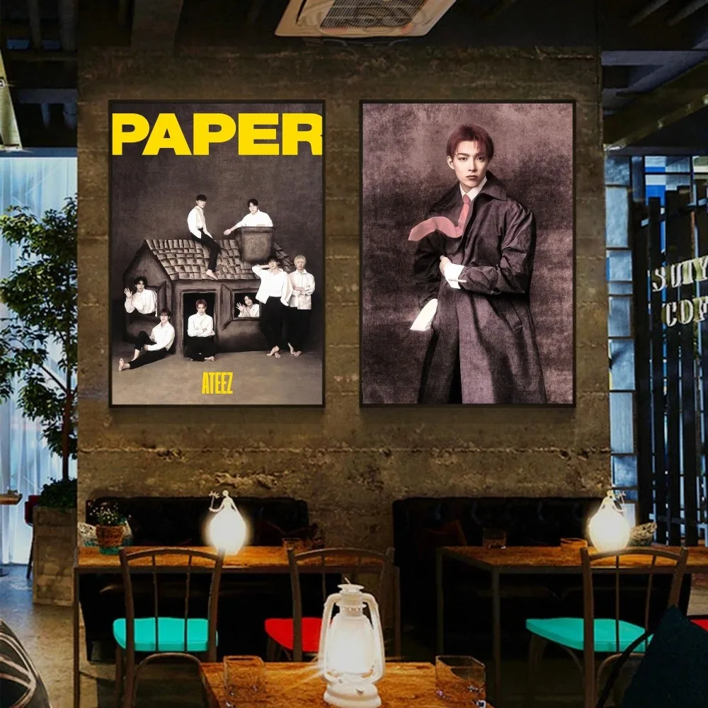 A-ATEEZ For Paper Magazine Poster Poster Stickers Art Wall Murals Decor Game Room Decor Gifts Kawaii HD Painting Cat Cars