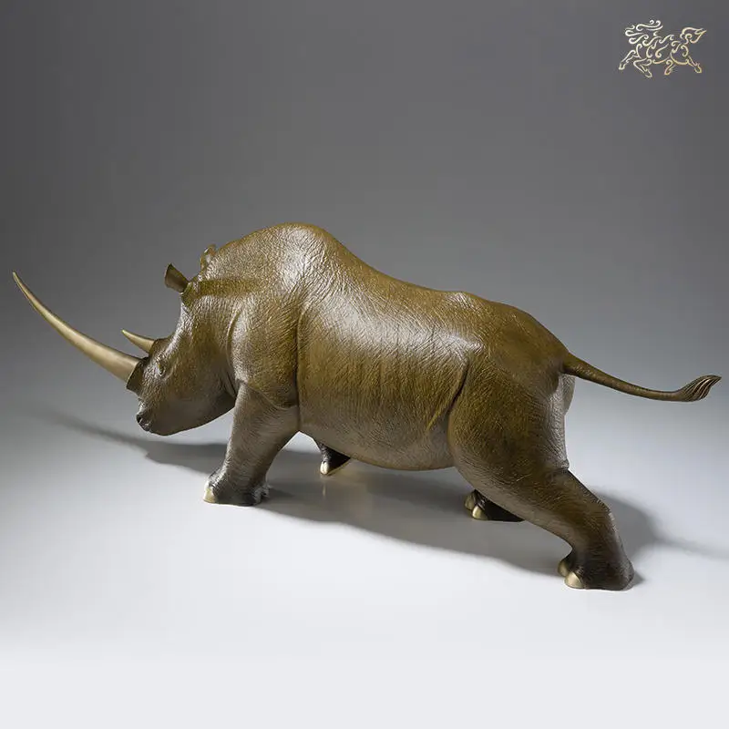 79cm HUGE Lucky Mascot Auspicious African rhinoceros bronze sculpture living room Company HOME BAR GOOD LUCK Decoration Statue
