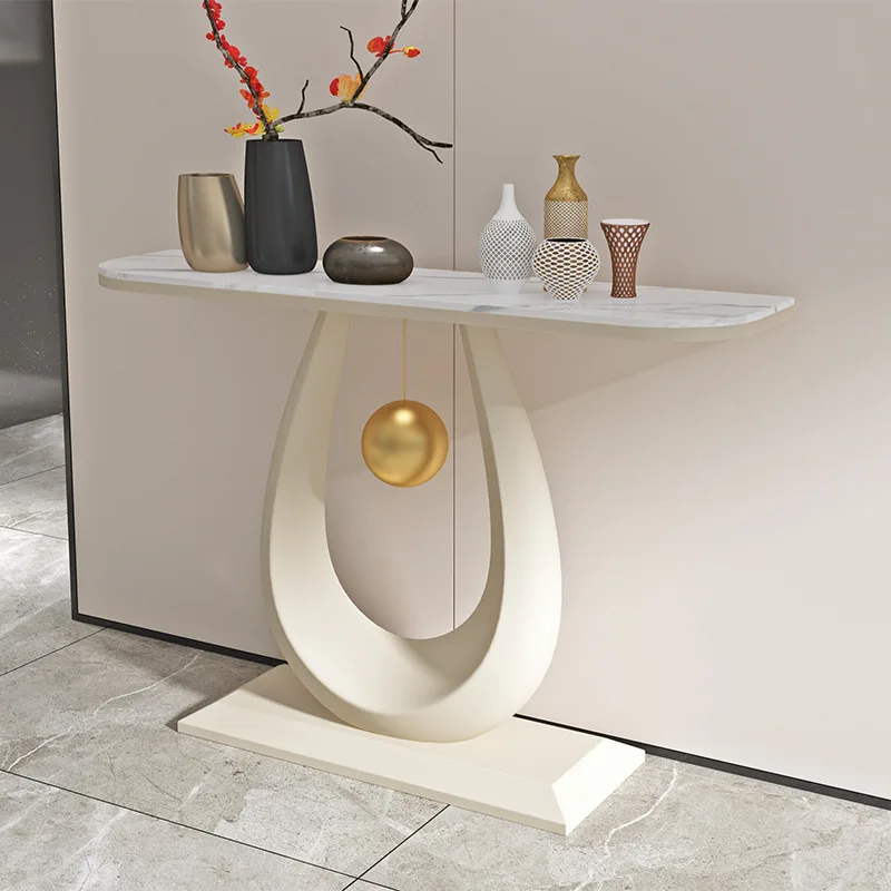 

Light luxury marble entrance table Modern simple living room table Against the wall Entrance cabinet Entrance