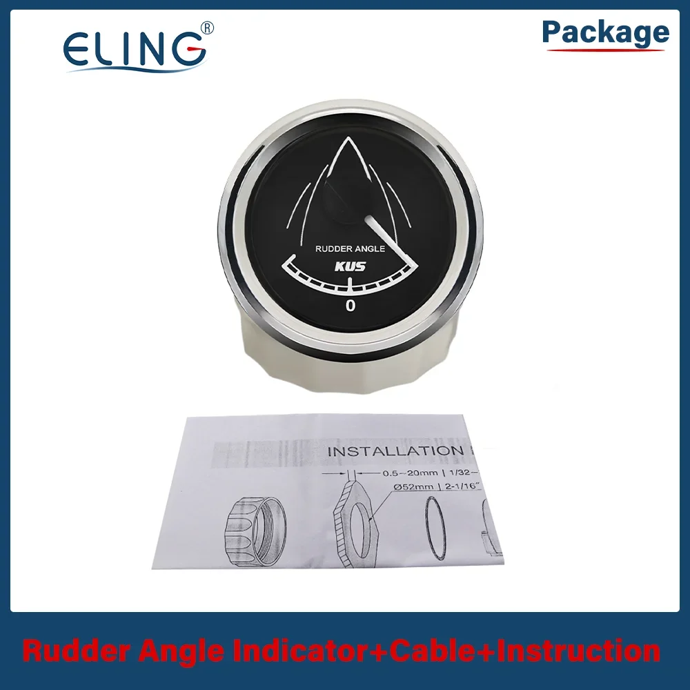 KUS 52mm Marine Rudder Angle Indicator Gauge 0-190ohm Signal 12V 24V with Red Yellow available Backlight for Yacht Vessels