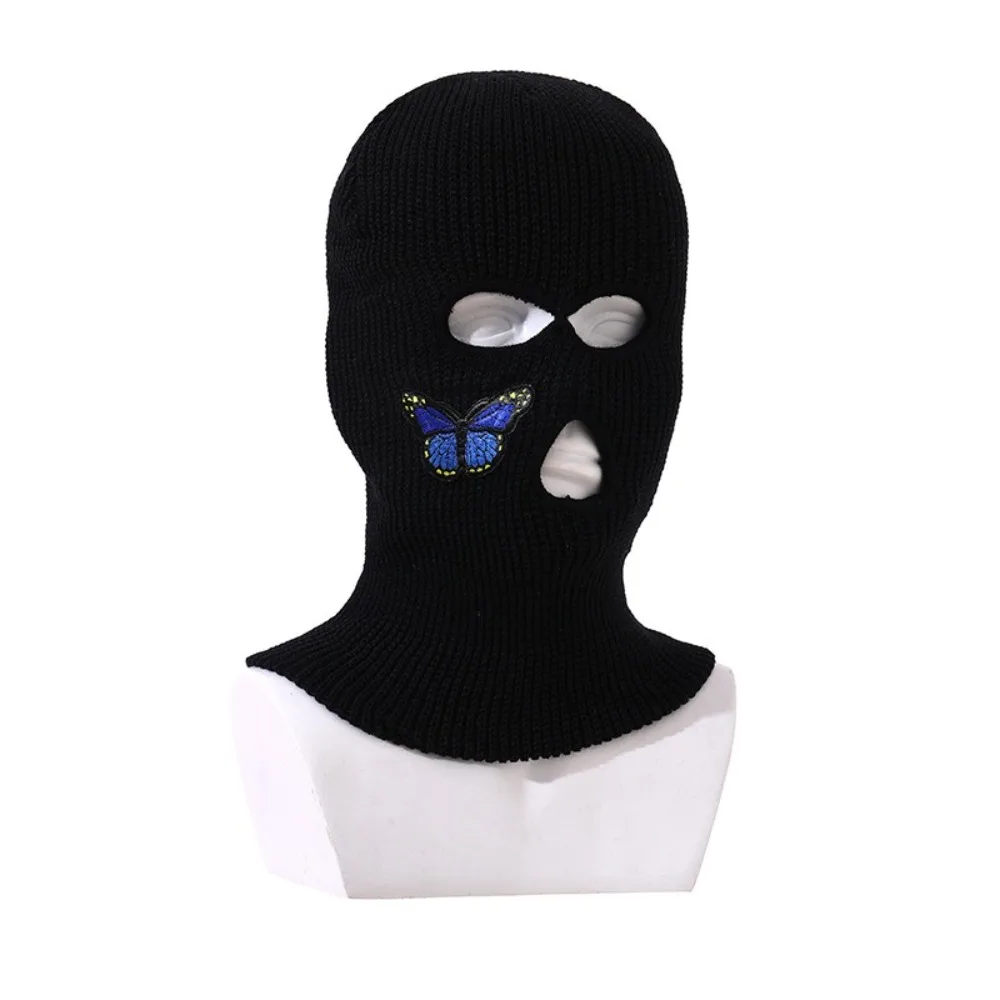 Gift 3-Hole Full Face Mask Cover Wool Acrylic Y2k Ski Mask Ins Windproof Knitted Face Cover Outdoor Sports