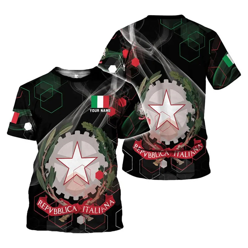 إيطاليا العلم مخصص اسم تي شيرت النساء ملابس للرجال اليومية الشارع موضة تي شيرت ثلاثية الأبعاد طباعة تصميم 2025 جديد الإيطالية فخر تي شيرت #3
