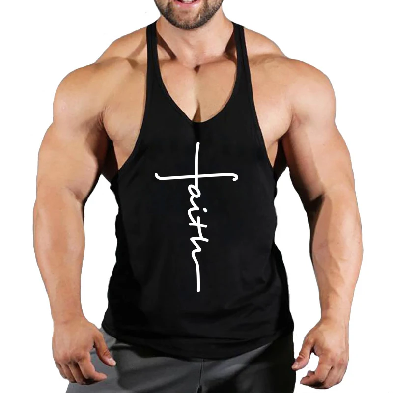 Bodybuilding Tank Tops Men Cotton Sleeveless Shirt Gym Fitness Training Clothes Stringer Singlet Male Summer Casual Printed Vest