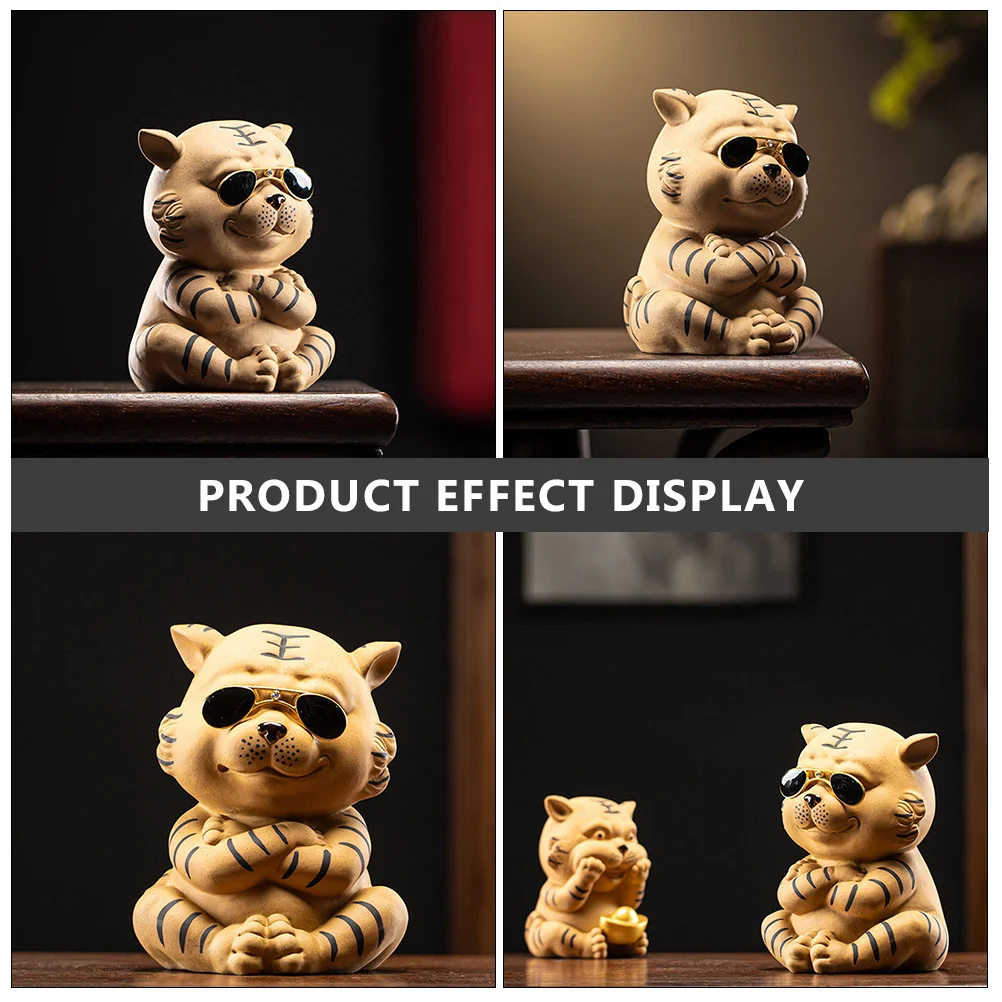 

Animal Small Stuffed Decorations Tiger Ornament Purple Sands Adorable Mini Adornment Sculpture
