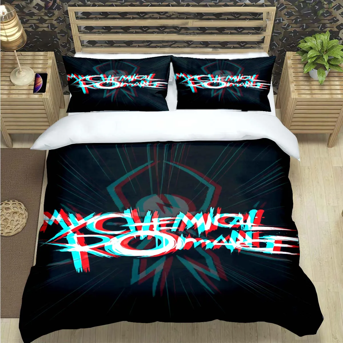 

Hot M-Mikey Way-My Chemical Romance Print Bedding Sets Bed Supplies Set Comforter Set Teens Girls Cartoon Twin Single Kid Gift