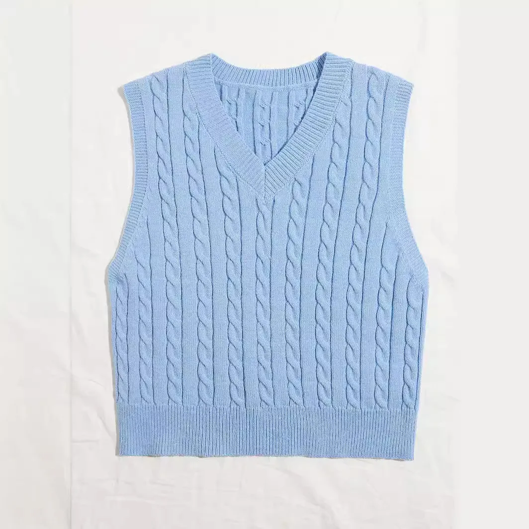 New Women's Sweater Top Faionable Fem Clothing Vest Pure Color Design Triacetate Fiber 00% Spring Seasonal