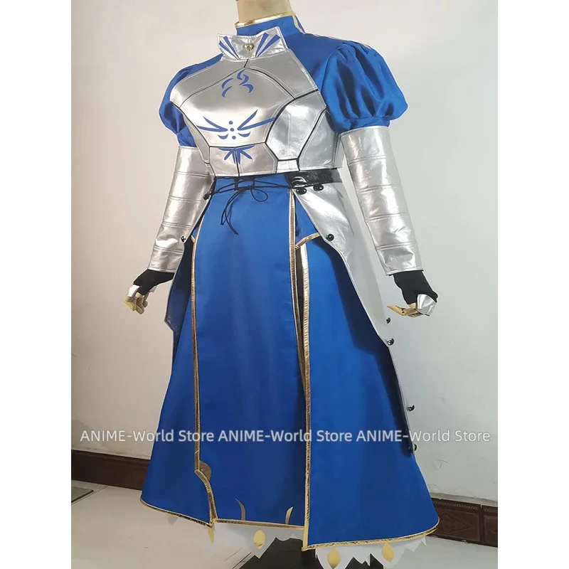 

2025 22, синее длинное платье Game Fate Stay Night Saber, любой размер, костюмы унисекс для косплея, парик, обувь, униформа